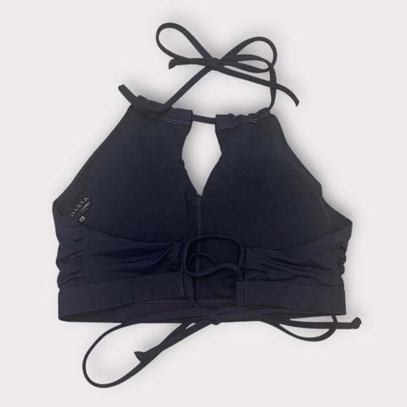 Athleta High-Neck Keyhole Halter Adjustable Tie Bikini Top in Navy Blue sz XS - Picture 4 of 6